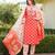 women orange rayon blend bandhani embroidered straight kurta trousers with dupatta