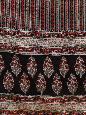 women black rayon blend floral printed straight kurta trousers with dupatta 6