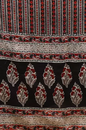 women black rayon blend floral printed straight kurta trousers with dupatta