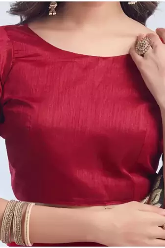 Red georgette designer border saree with unstitch blouse