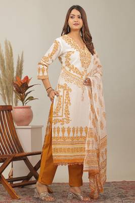 Mustrad floral printed aline kurta pant with dupatta set 3