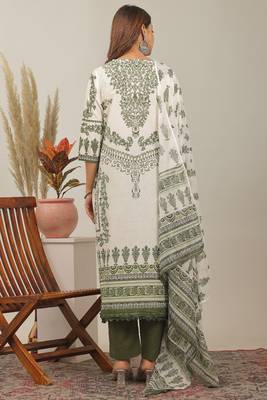 Green floral printed aline kurta pant with dupatta set 2