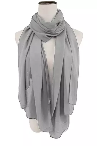 Grey & White color Handmade Moroccan Kaftan  with hijjab