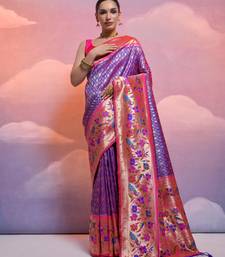 Royal Blue Soft Banarasi Saree With Kanjivaram Weaving Texture And Contrast Weaving Border With Blouse