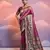 Wine Soft Banarasi Saree With Kanjivaram Weaving Texture And Contrast Weaving Border With Blouse