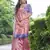 Pink Gujarti Style Tussar Silk bland Floral Printe Pallu & Border Saree With Blouse