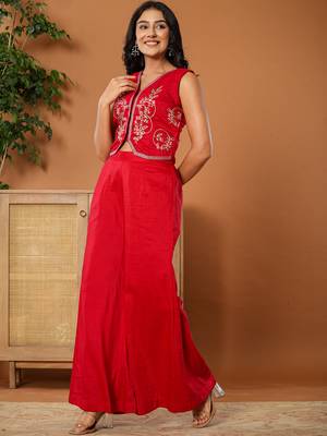  cotton silk waist coat co-ord set with attached cotton lining 2
