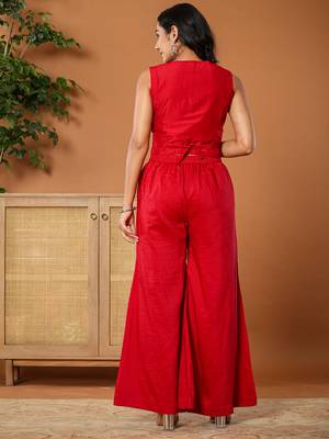  cotton silk waist coat co-ord set with attached cotton lining 3