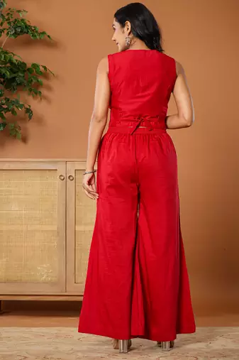 cotton silk waist coat co-ord set with attached cotton lining
