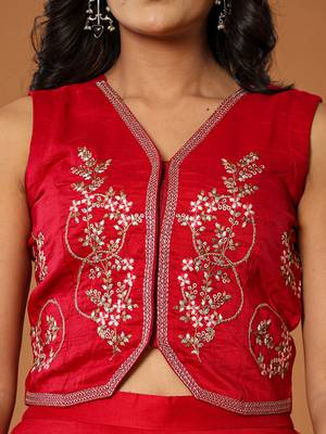  cotton silk waist coat co-ord set with attached cotton lining 4