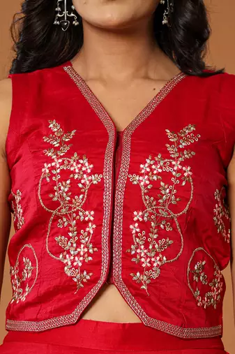  cotton silk waist coat co-ord set with attached cotton lining
