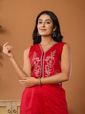  cotton silk waist coat co-ord set with attached cotton lining 5