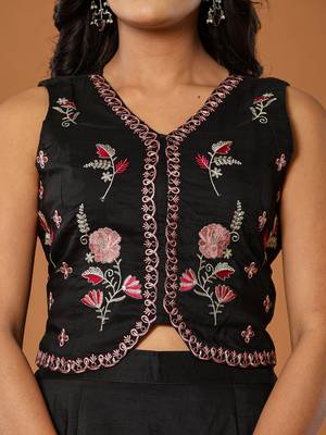  cotton silk festive waistcoat co-ord set with attached cotton lining 4