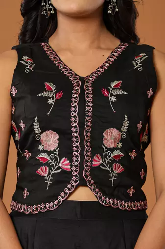  cotton silk festive waistcoat co-ord set with attached cotton lining