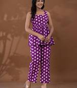  cotton purple polka dot co-ord set
