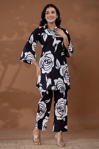  cotton black printed co-ord set