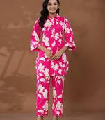  cotton pink printed co-ord set