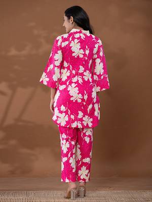  cotton pink printed co-ord set 3