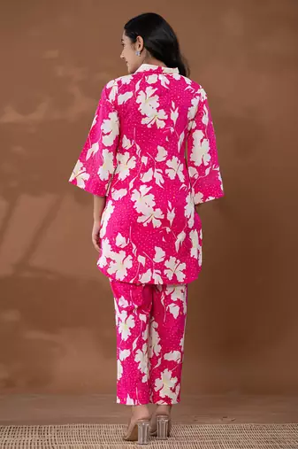  cotton pink printed co-ord set