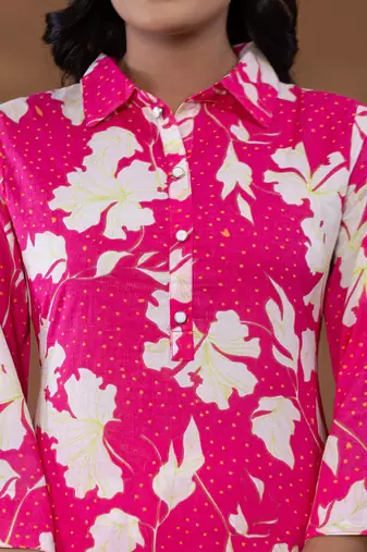  cotton pink printed co-ord set