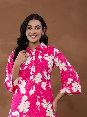  cotton pink printed co-ord set 5