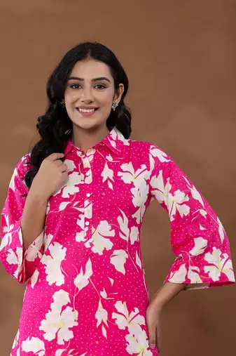  cotton pink printed co-ord set