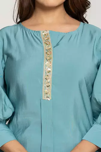  turquoise blue silkblend solid co-ord set