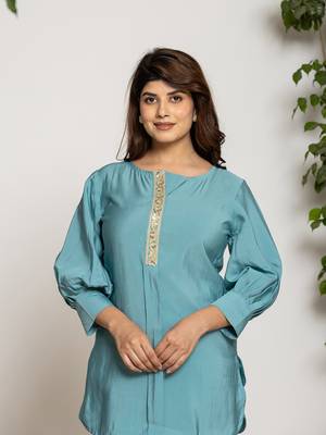  turquoise blue silkblend solid co-ord set 5