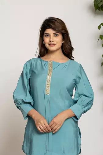  turquoise blue silkblend solid co-ord set