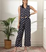  blue cotton polka dot waistcoat co-ord