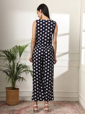  blue cotton polka dot waistcoat co-ord 3