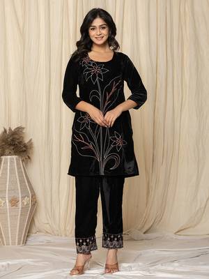  black embroidered velvet co-ord set 1