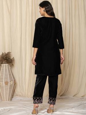  black embroidered velvet co-ord set 3