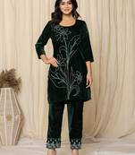  green embroidered velvet co-ord set