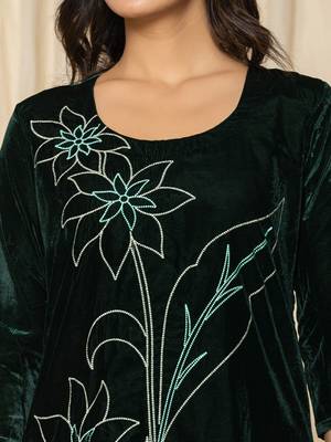  green embroidered velvet co-ord set 4