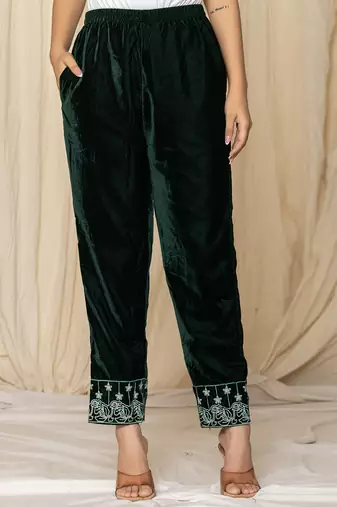  green embroidered velvet co-ord set
