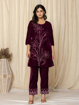  purplepurple embroidered velvet co-ord set 1