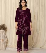  purplepurple embroidered velvet co-ord set