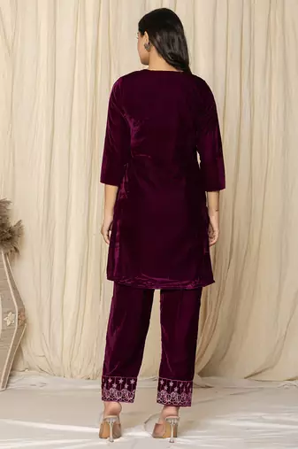  purplepurple embroidered velvet co-ord set