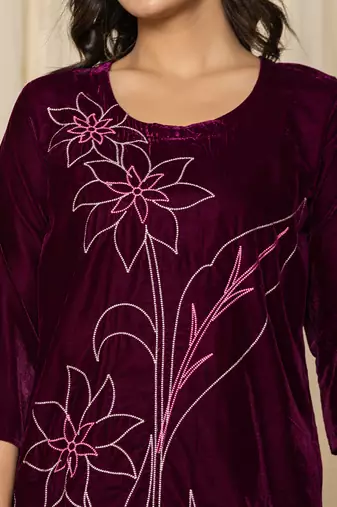  purplepurple embroidered velvet co-ord set