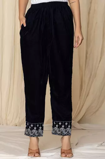  blue embroidered velvet co-ord set