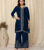  bue zari work velvet co-ord set