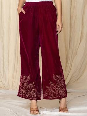  pink zari work velvet co-ord set 5