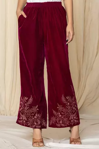  pink zari work velvet co-ord set