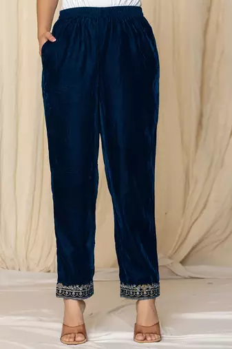  blue velvet embroidered co-ord set