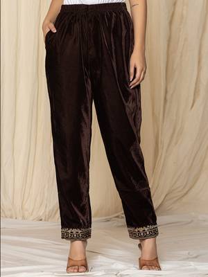  coffee brown velvet embroidered co-ord set 5