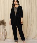  black velvet embroidered co-ord set