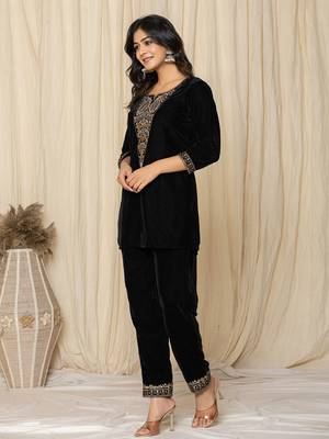  black velvet embroidered co-ord set 2