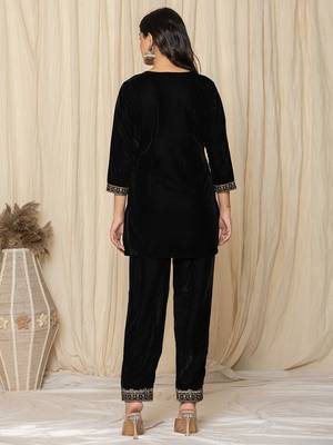  black velvet embroidered co-ord set 3