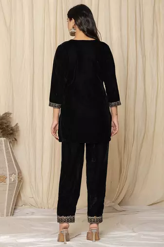  black velvet embroidered co-ord set
